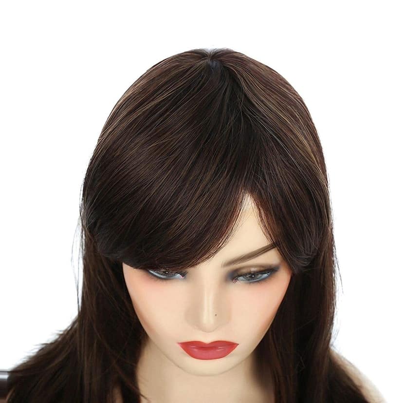 Akashkrishna Hair Wig Fashion Women Full Head Womens Wig Long Layered Dark Brown Wigs with Bangs Natural Looking Synthetic Heat Resistant Hair Wig With Cap and Comb view 7