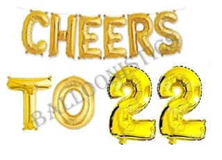 Cheers to Twenty Two Foil Balloon Combo Number 22 Foil Balloon for Birthday and Anniversary