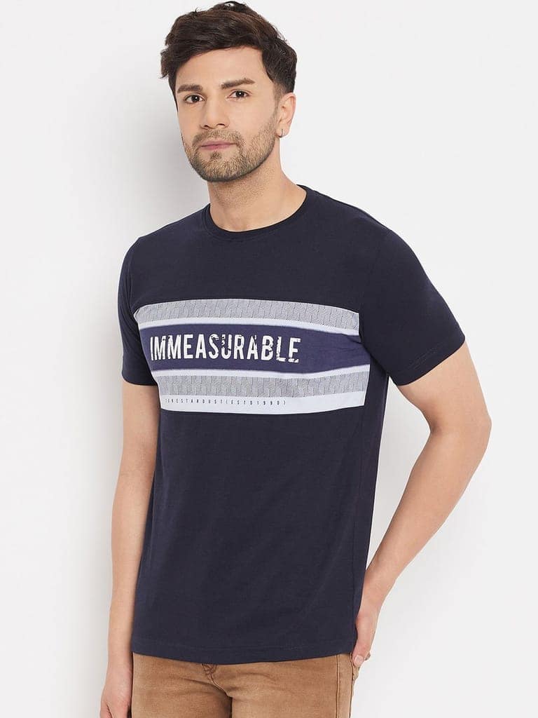 Duke Stardust Men's Half Sleeve Cotton T-shirt (MLF7051Navy) view 3