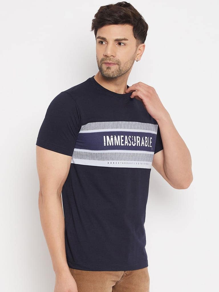 Duke Stardust Men's Half Sleeve Cotton T-shirt (MLF7051Navy) view 4