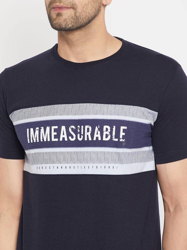Duke Stardust Men's Half Sleeve Cotton T-shirt (MLF7051Navy) view 5