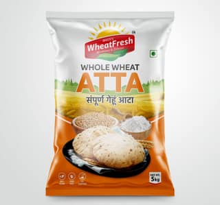 Bhos's WheatFresh Whole Wheat Atta | White And Orange | 5kg | Fiber Rich, No Additives, 100% Vegan | Daily Cooking