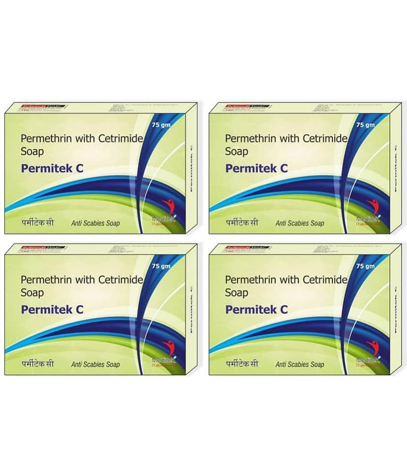 Meditek Permitek C Soap for Scalp Treatment 75Gms. Each - Antibacterial Soap for Normal Skin ( Pack of 4 )