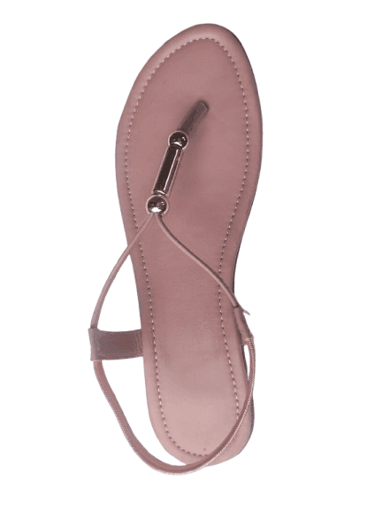 Women's Elegant Blush Pink Flat Toe-Loop T-Strap Sandals view 2