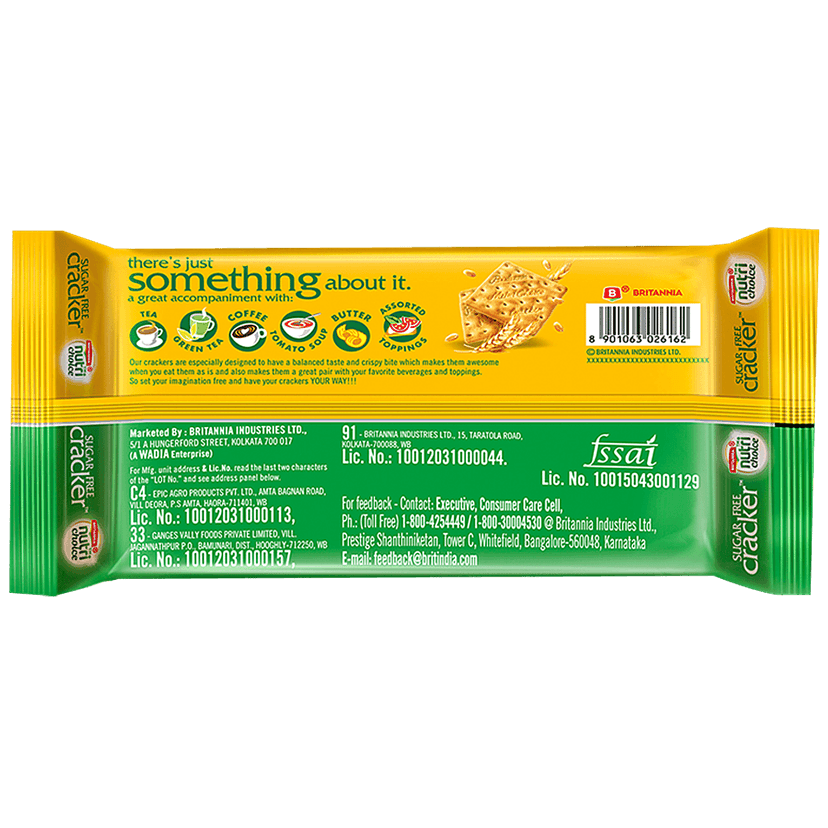 Britannia Nutrichoice Sugar Free Cream Cracker, 300 G view 2