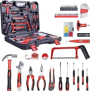 IBELL TB145-9 145-Piece Socket Wrench Tool Kit | Complete Auto Repair & Home Tool Set with Ratchet, Sockets, Screwdrivers & Accessories | Heavy-Duty Chrome Finish with Storage Case (Orange/Black)