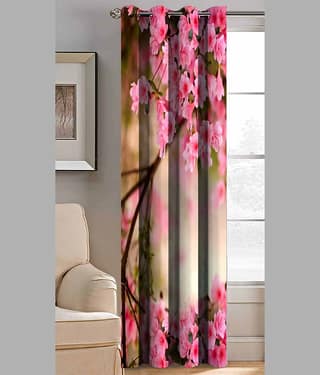 BELLA TRUE Abstract Printed Semi-Transparent Eyelet Curtain 9 ft ( Pack of 1 ) - Multicolor