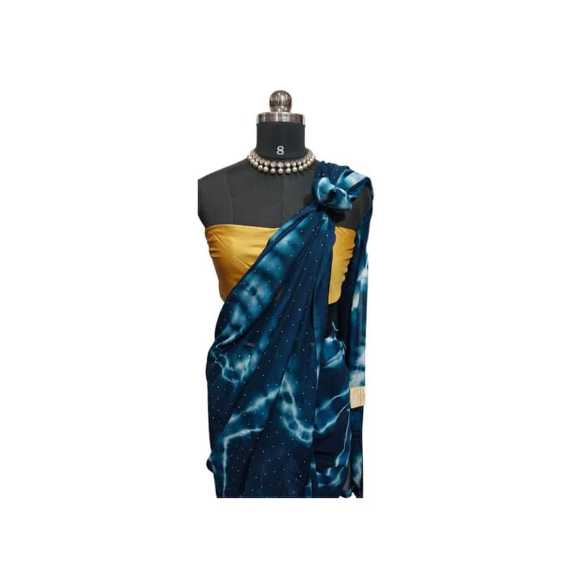 Blue Georgette Saree view 2