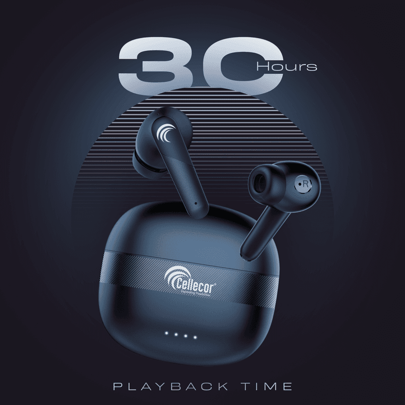 Cellecor BroPods CB03 Waterproof Earbuds With 30 Hours Playtime, Automatic Pairing, ENC Bluetooth-Blue view 2