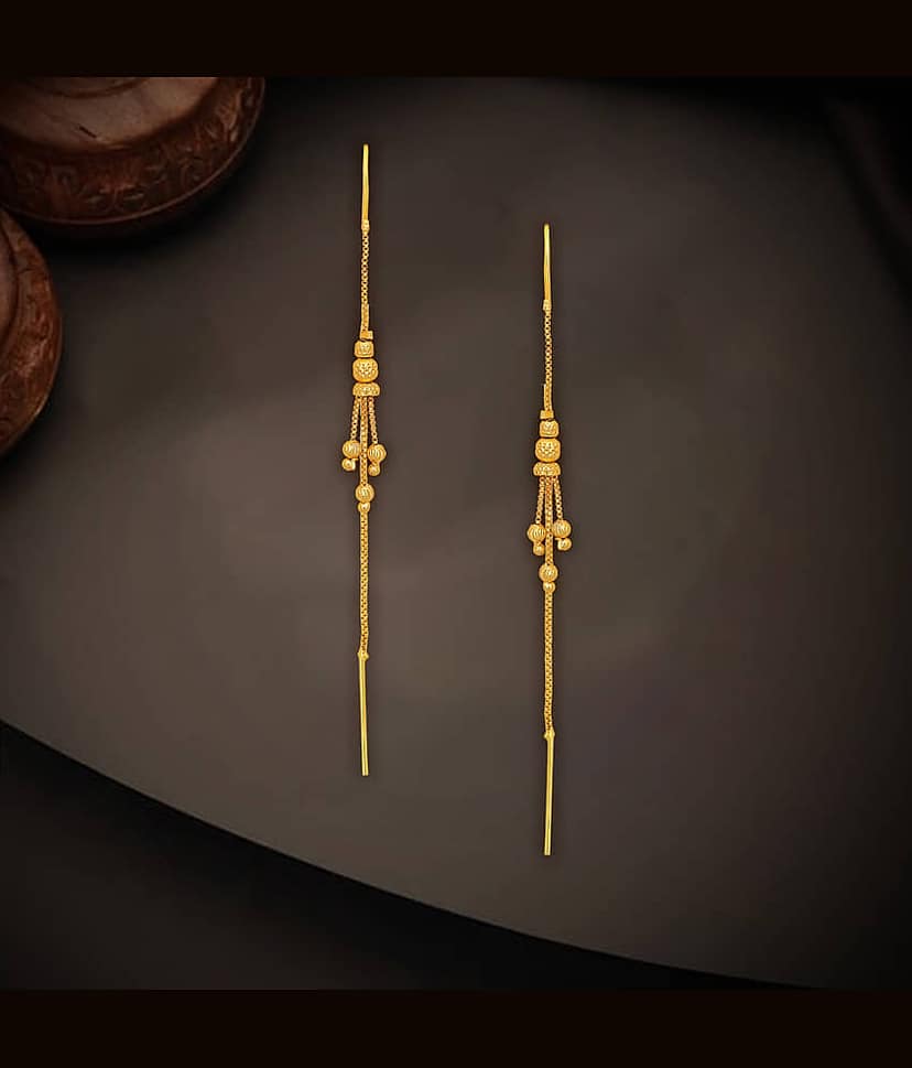 Drashti Collection Golden Threader Earrings ( Pack of 1 )