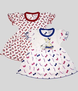 INFANT Pack of 2 Baby Girls Cotton Frock ( Blue & Black )