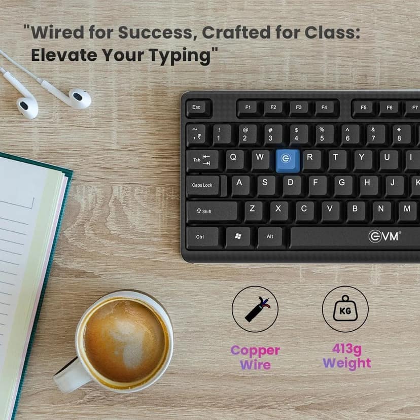 EVM Usb Wired Keyboard | Spill-Resistant | USB Connectivity | Smooth Keystrokes view 7