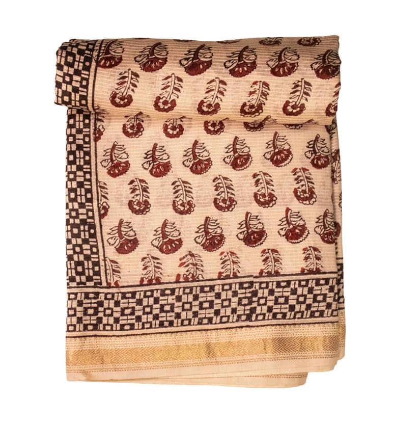 Bagh Print Maheshwari Cotton-Silk Saree – Hand Block Printed view 4
