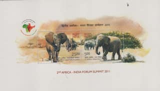 Shobhaphila's 2011 2nd Africa-India Forum Summit Indian Miniature Sheet Stamp ( 25th May 2011)