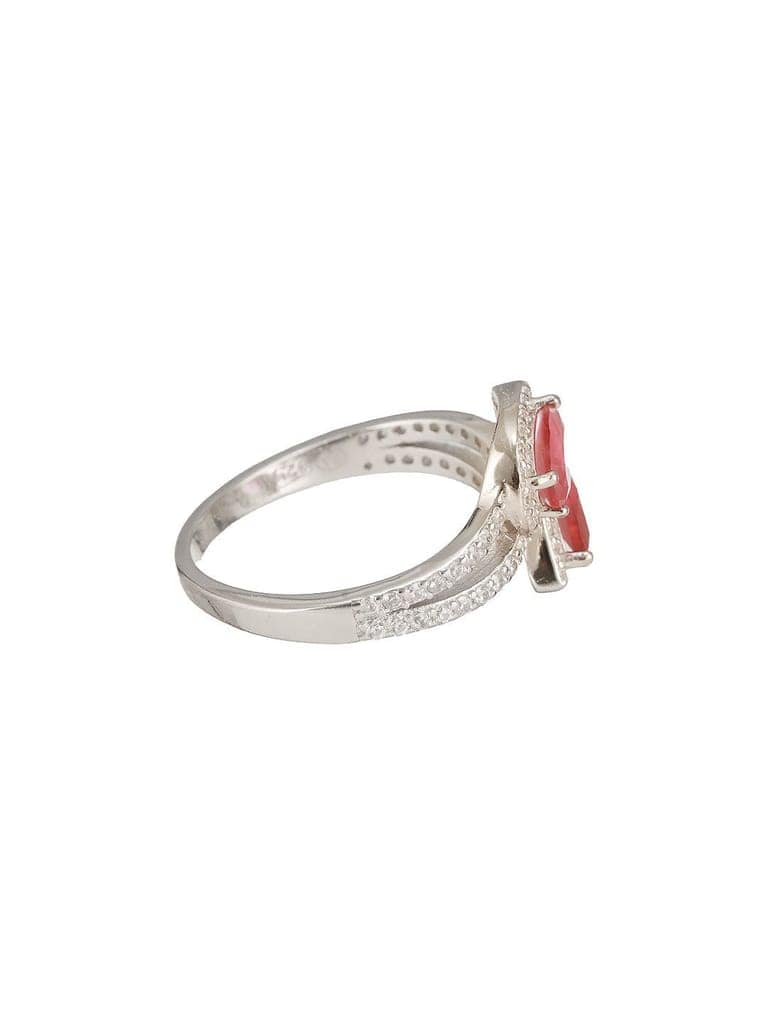 925 Sterling Silver Rhodium Plated Pink AD Studded Contemporary Adjustable Finger Ring For Her view 8