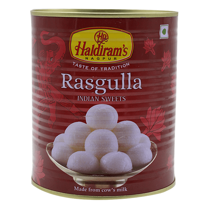 Haldiram's Rasgulla - Syrup-Based Dessert, Soft & Spongy, 1 Kg Tin