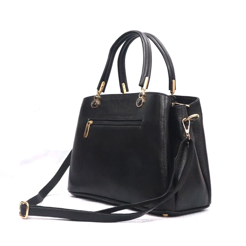 FHS Elegance Genuine Leather Handbag for Girls & Women- Black view 3