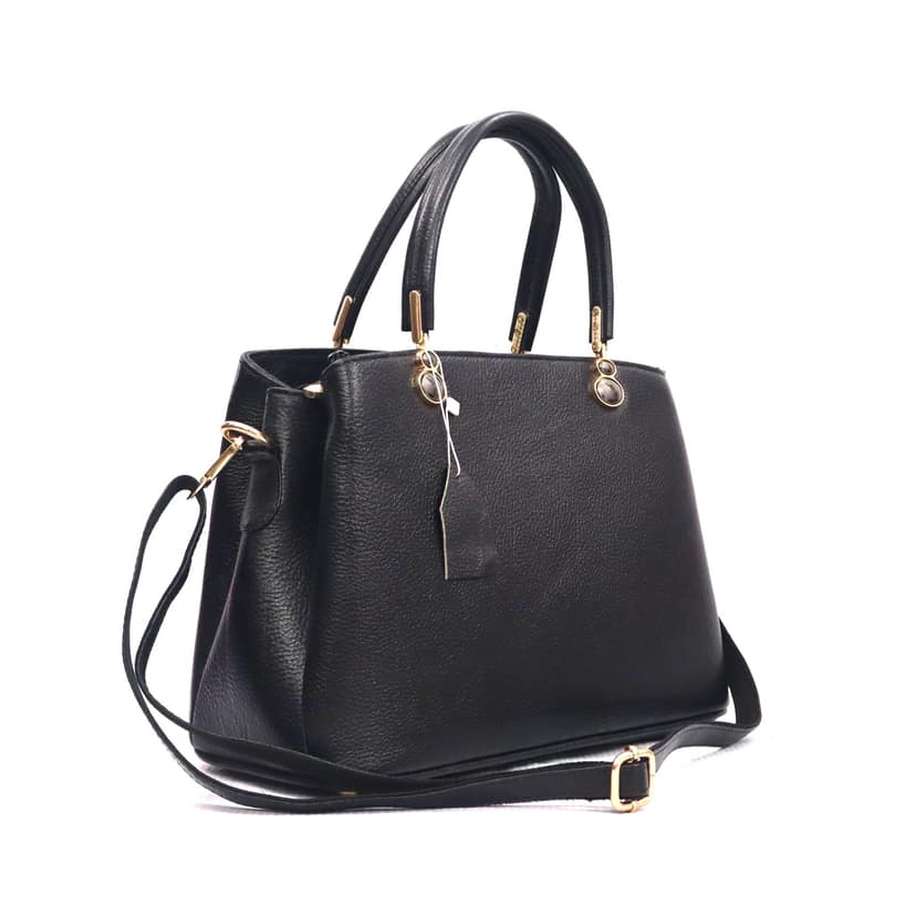 FHS Elegance Genuine Leather Handbag for Girls & Women- Black view 4