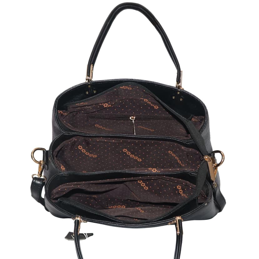 FHS Elegance Genuine Leather Handbag for Girls & Women- Black view 6