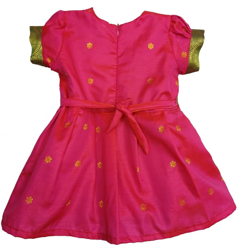 Mom and Me Baby Girl Satin Frock for Parties, Special Occasions, Birthdays, Weddings, up to 4 Years of Affordable Pink view 2