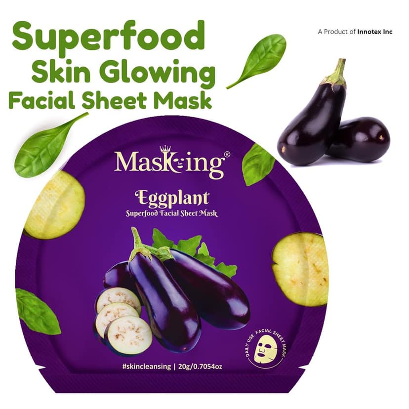 Superfood Eggplant Sheet Mask for Skin glowing, hydrating for Women, Pack of 1 view 2