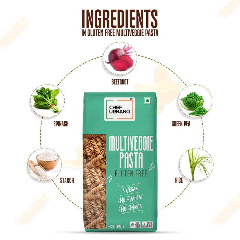 Chef Urbano Pasta Multi Veggie Fusilli Pouch 250 Gms (MRP: Rs. 210/-) view 3
