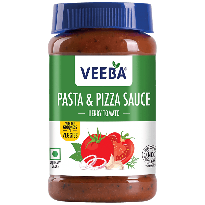 Veeba Pasta & Pizza Sauce Herby Tomato| Red Pasta Sauce Herb, 525 G view 2