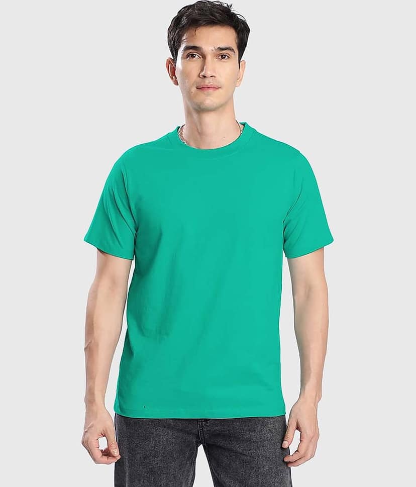 Bene Kleed Men 100% Cotton Regular Fit Solid T-Shirt ( Blue ) view 2