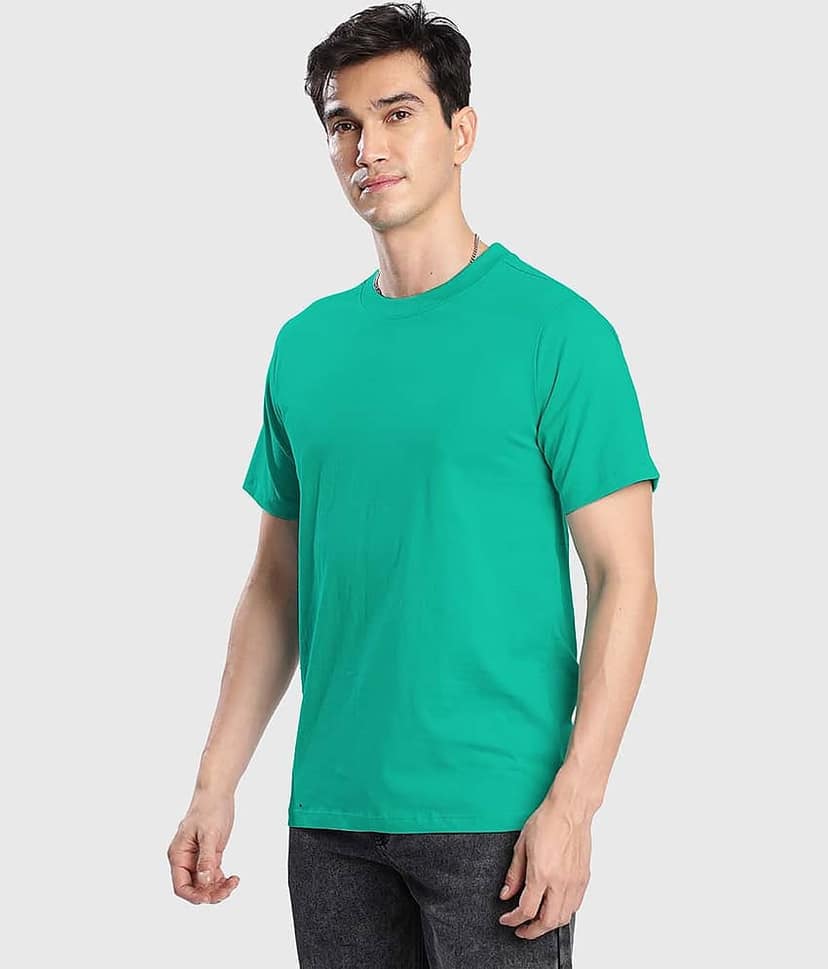 Bene Kleed Men 100% Cotton Regular Fit Solid T-Shirt ( Blue ) view 3