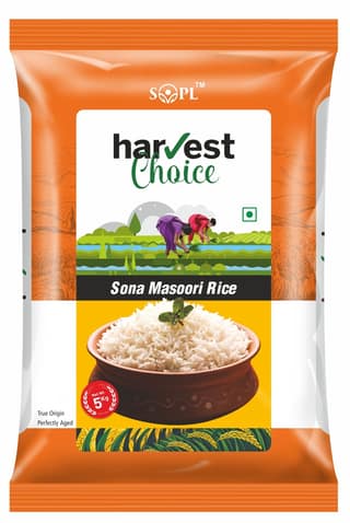 Harvest Choice Sona Masoori Rice – 5kg | Premium, Aromatic & Lightweight | Soft & Non-Sticky Grains