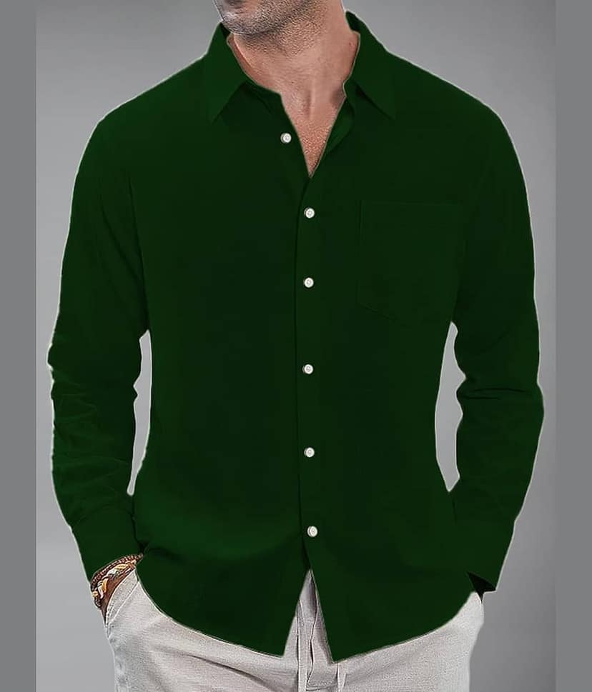 UNI VIBE Cotton Blend Slim Fit Solids Full Sleeves Men's Casual Shirt - Green ( Pack of 1 )