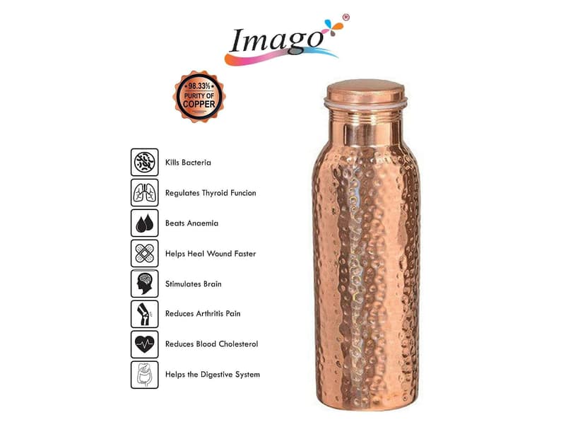 Imago Hammered Copper Bottle 1L (Pack of 4) view 2