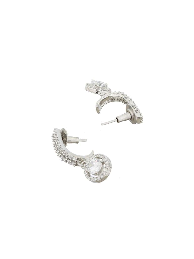 Silver Plated CZ Studded Solitaire Drop Earrings view 4