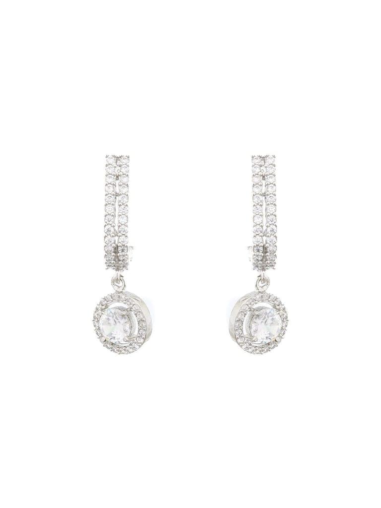 Silver Plated CZ Studded Solitaire Drop Earrings view 6