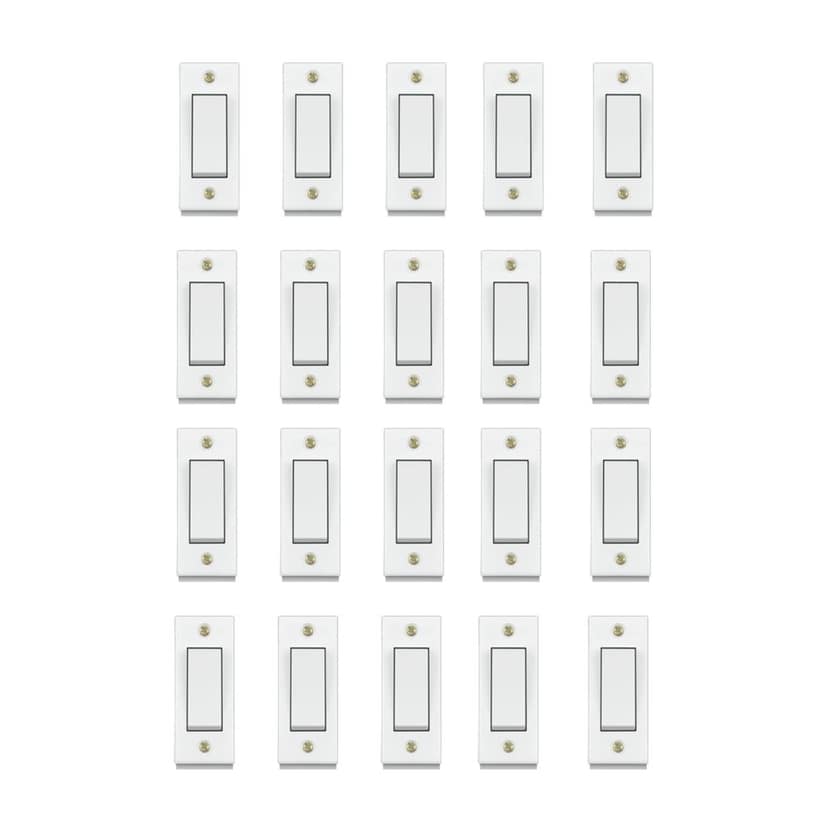 Anchor 6A 1 Way Polycarbonate Switch (White) -20 Pieces view 3
