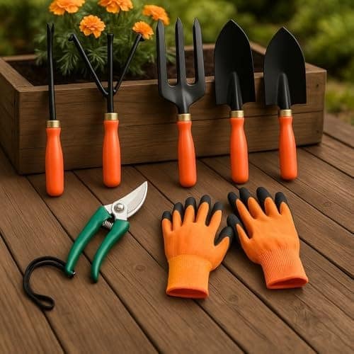 Kraft Seeds Home Tools, 7Pcs Gardening Tools Kit for Home Garden - (Cultivator, Fork, Trowels, Weeder, Gloves, Pruner Cutter), Lightweight, Portable, Durable Gardening Items for Indoor and Outdoor Use view 3
