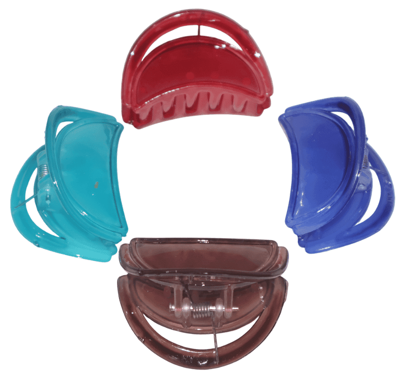 Set of 4 Assorted Vibrant Color Durable Plastic Hair Claw Clips for Women & Girls