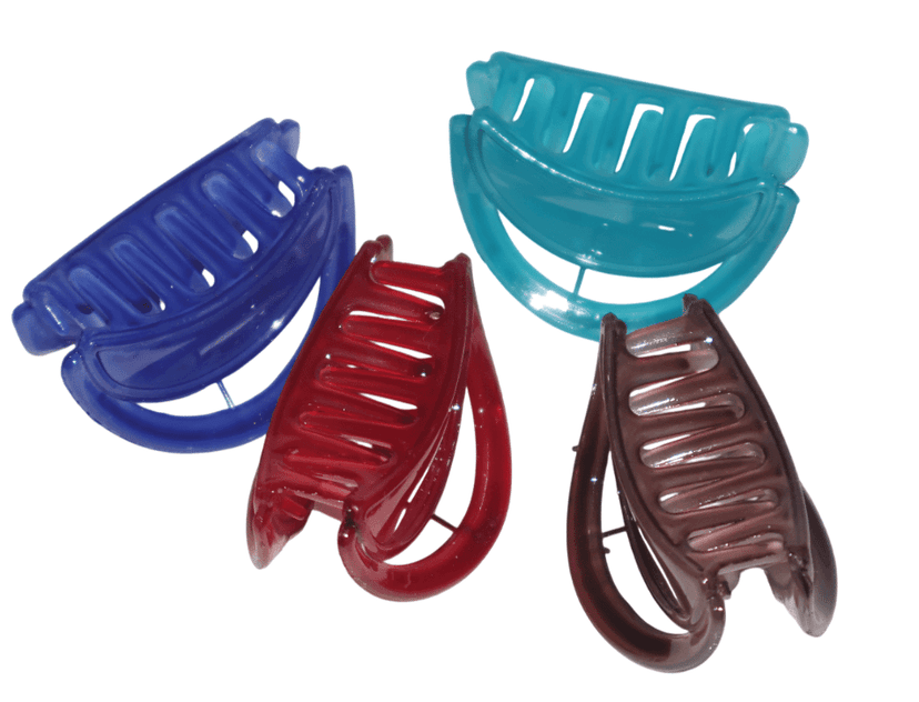 Set of 4 Assorted Vibrant Color Durable Plastic Hair Claw Clips for Women & Girls view 4