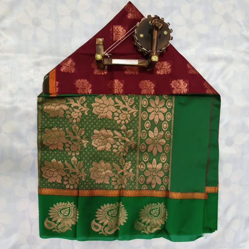 Silk Cotton Saree with Blouse view 2