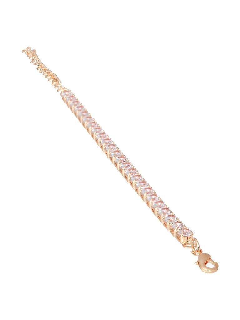 Gold Toned White AD Studded Minimal Tennis Bracelet view 10