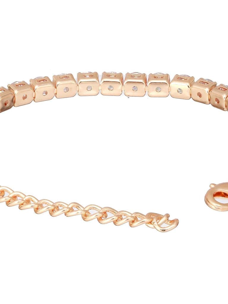 Gold Toned White AD Studded Minimal Tennis Bracelet view 8