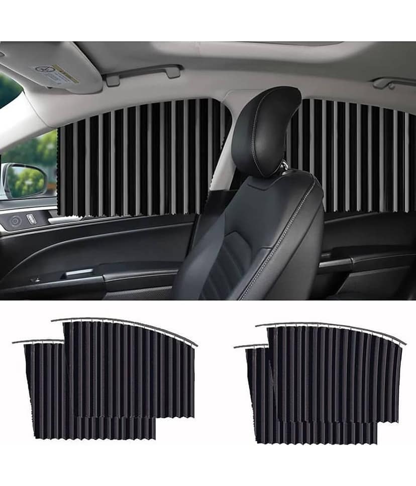 RAMDEV ENTERPRISE Universal Fit Magnetic Car Side Window Privacy Sunshade, Car Sun Shade Side Window, Magnet Pleated Curtains for Car Window, Removable Car Window Curtains (Black).