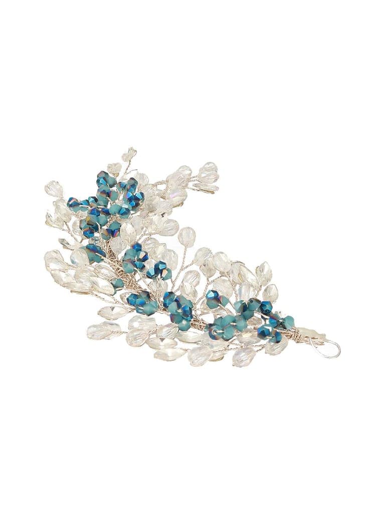 Silver Toned Blue Crystal Beaded Statement Hair Pin view 4