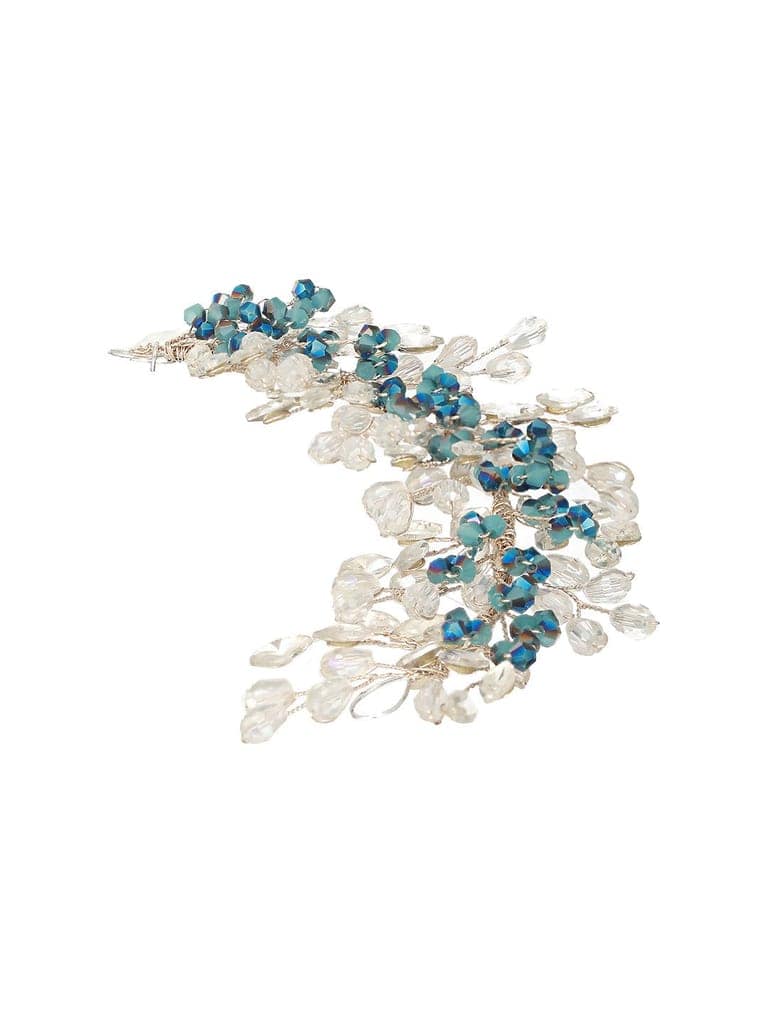 Silver Toned Blue Crystal Beaded Statement Hair Pin view 5