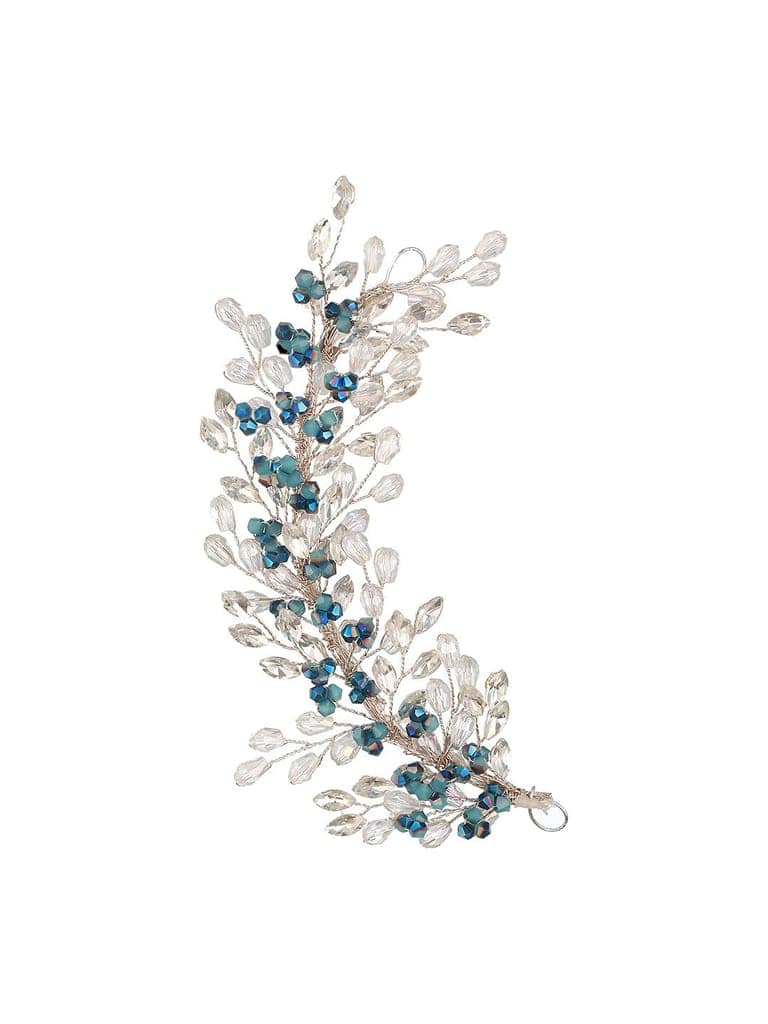 Silver Toned Blue Crystal Beaded Statement Hair Pin view 6