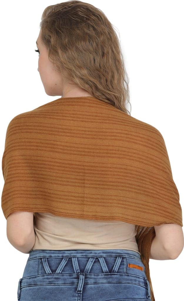 Tobacco-Brown Scarf from Nepal with Woven Stripes view 3