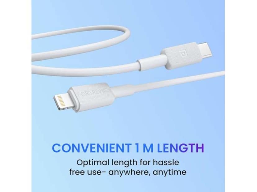 Portronics Konnect Link CL Type C to 8PIN Cable with 3A Output, 480Mbps Data Sync, 1M Length Compatible with iPhone, iPad, Macbook, iMac & Airpods - White view 4