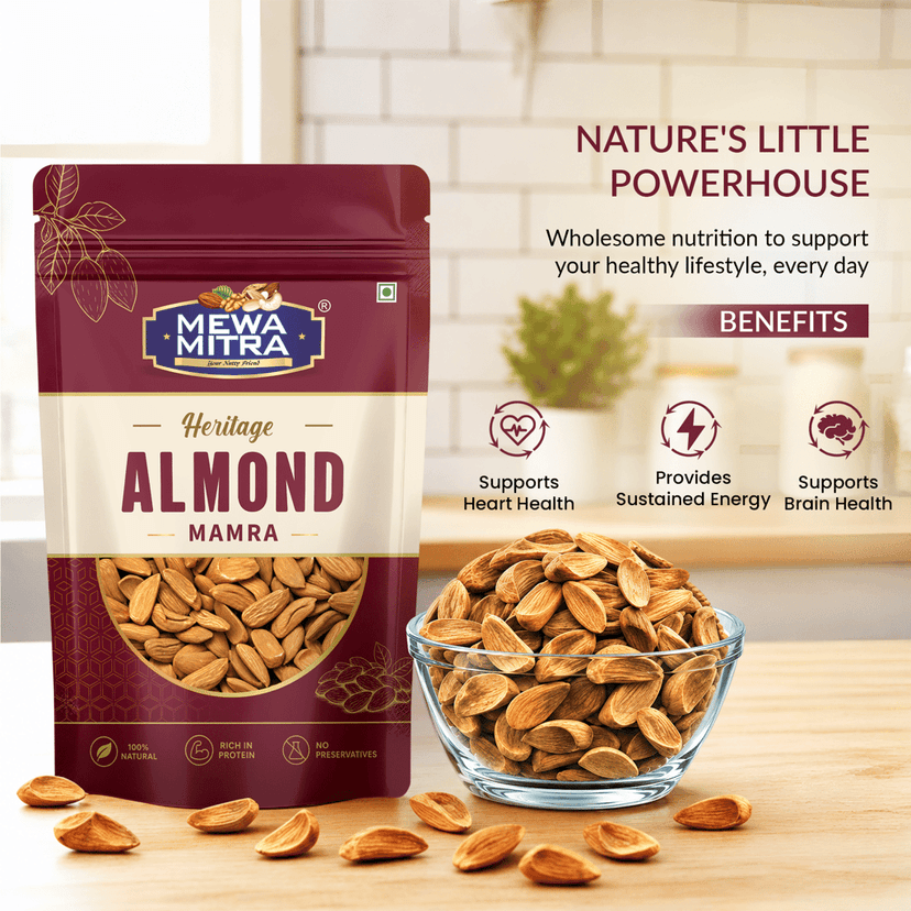 Mewa Mitra Premium Mamra Almonds 250g | Natural Mamra Badam | High Protein Dry Fruits view 4