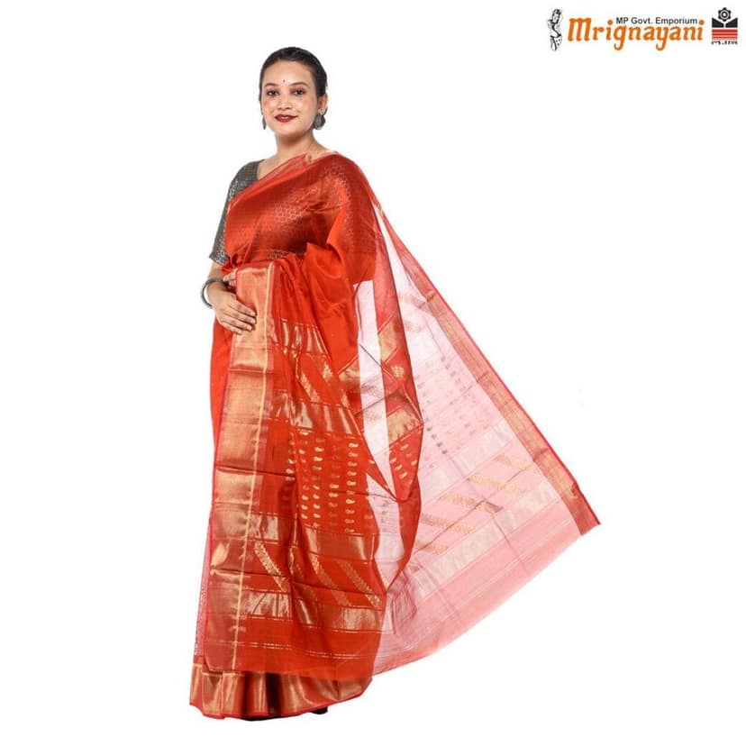 HANDLOOM MAHESHWARI SILK SAREE WITH BLOUSE (SKU - 3S0109030422, Saree- 1259) view 2