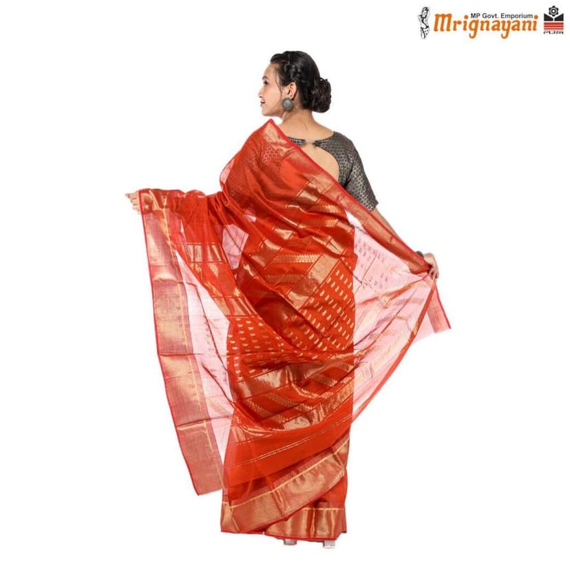 HANDLOOM MAHESHWARI SILK SAREE WITH BLOUSE (SKU - 3S0109030422, Saree- 1259) view 4